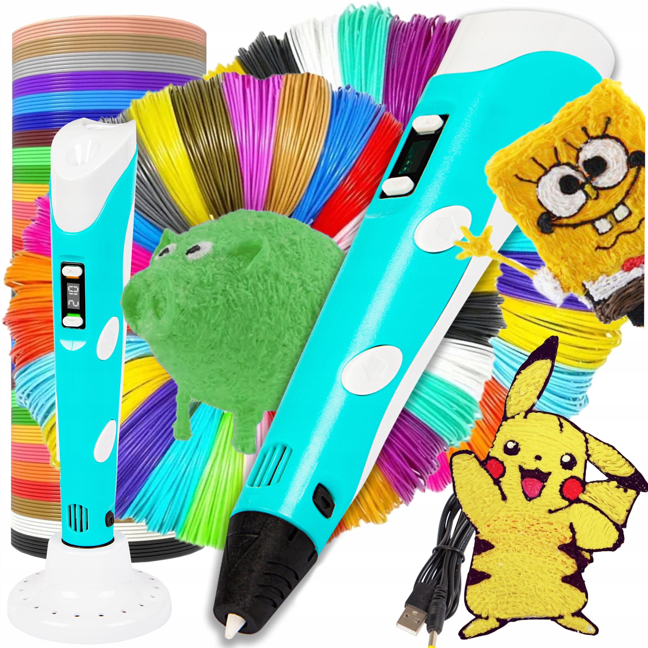 3D pero + COLOR FILAMENTS + 4× Filament PLA Blow 1,75 mm 1 g viacfarebný